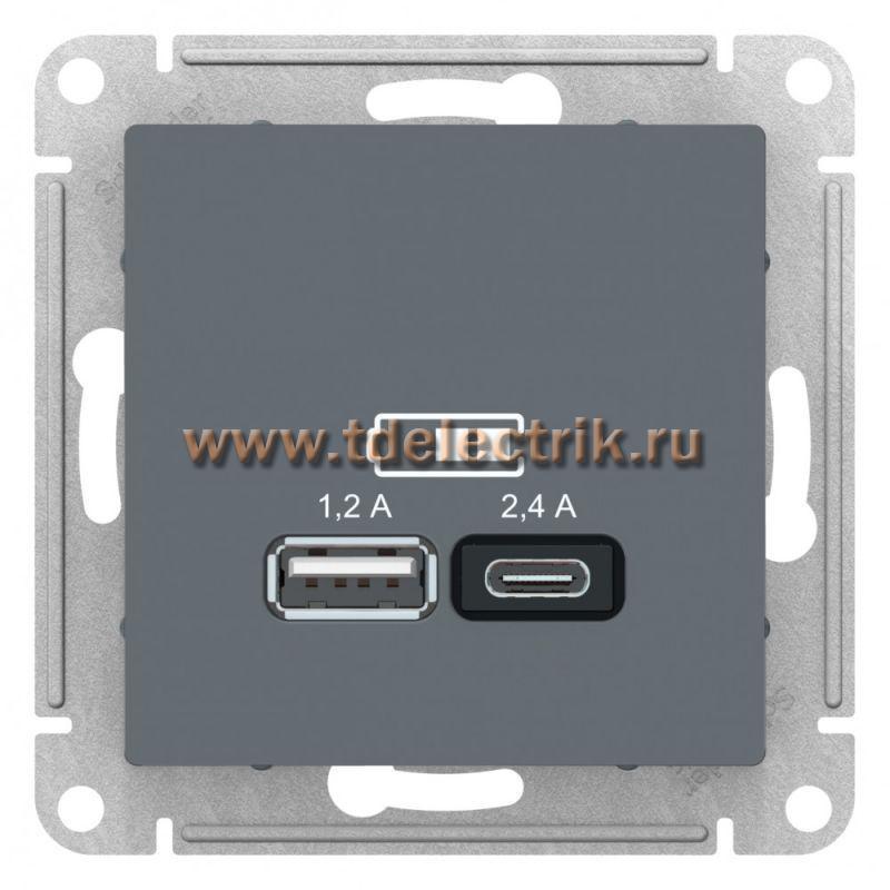 Фотография №1, ATLASDESIGN USB Розетка A+С  5В/2 4А  2х5В/1 2А  механизм  грифель