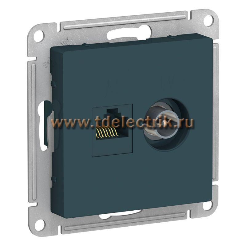 Фотография №1, ATLASDESIGN Розетка двойная ТВ + компьютерная RJ45  кат. 5Е  изумруд