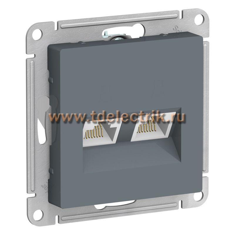 Фотография №1, ATLASDESIGN Розетка двойная компьютерная RJ45+RJ45  кат.5E  механизм  грифель