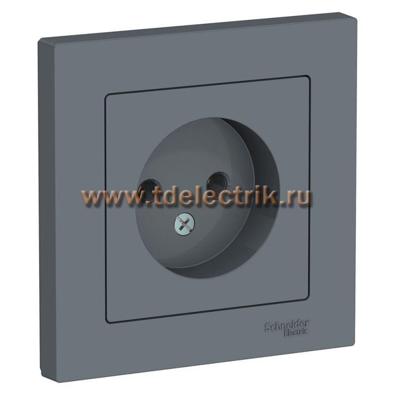 Фотография №1, ATLASDESIGN Розетка без заземления  16А  в сборе  грифель
