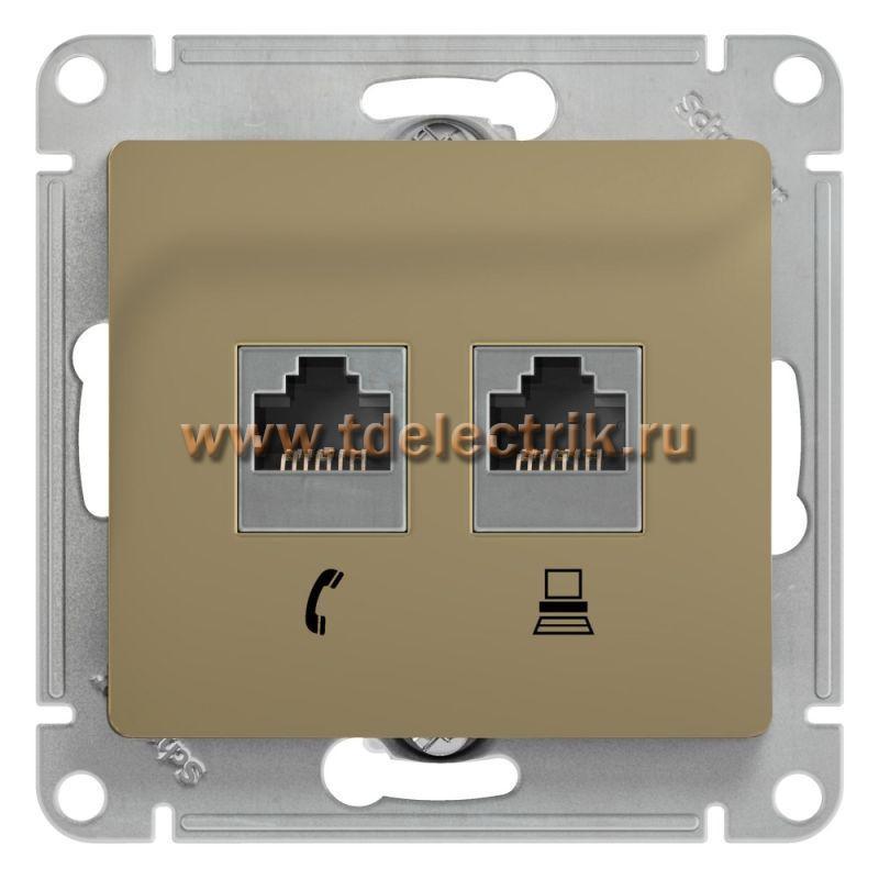 Фотография №1, GLOSSA РОЗЕТКА двойная RJ11+RJ45 кат.5E механизм ТИТАН