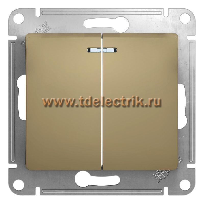 Фотография №1, GLOSSA 2-клавишный ВЫКЛЮЧАТЕЛЬ с подсветкой сх.5а 10АХ механизм ТИТАН