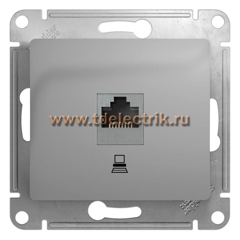 Фотография №1, GLOSSA РОЗЕТКА компьютерная RJ45 кат.5E механизм АЛЮМИНИЙ