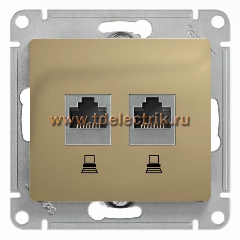 Фотография №1, GLOSSA РОЗЕТКА двойная компьютерная RJ45+RJ45 кат.5E механизм ТИТАН