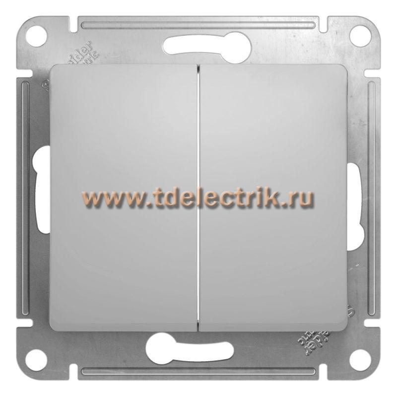 Фотография №1, GLOSSA 2-клавишный ВЫКЛЮЧАТЕЛЬ сх.5 10АХ механизм АЛЮМИНИЙ