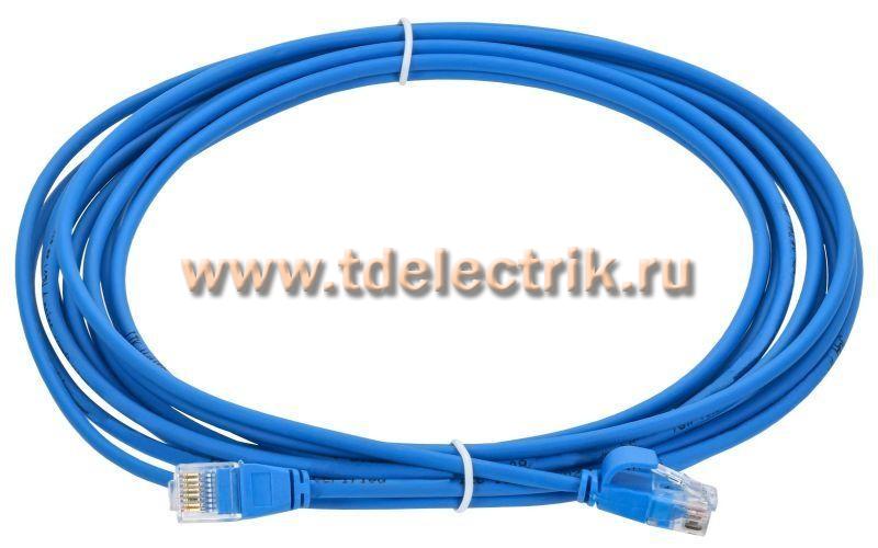 Фотография №1, Коммутационный шнур (патч-корд) кат.5E UTP LSZH 5м slim колпачок с язычком синий