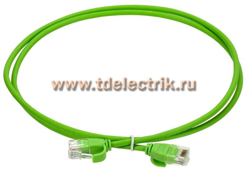 Фотография №1, Коммутационный шнур кат.6 UTP LSZH 1м slim колпачок с язычком зеленый
