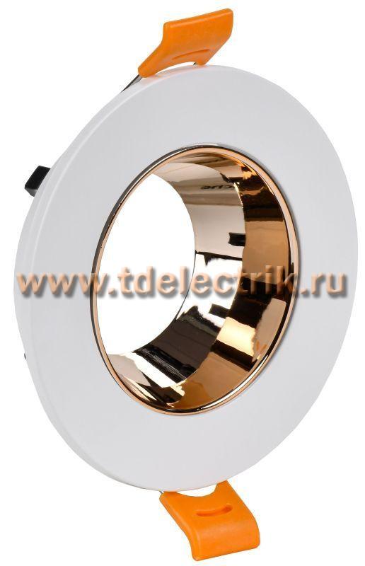 Фотография №1, Светильник 4106 встр. поворотн. GU10 белый/золото пласт. IEK