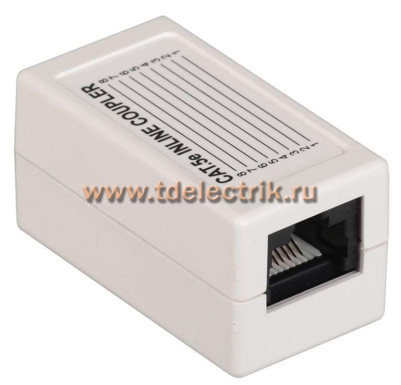 Фотография №1, Проходной адаптер кат.5E UTP, тип RJ45-RJ45 (8P8C), белый