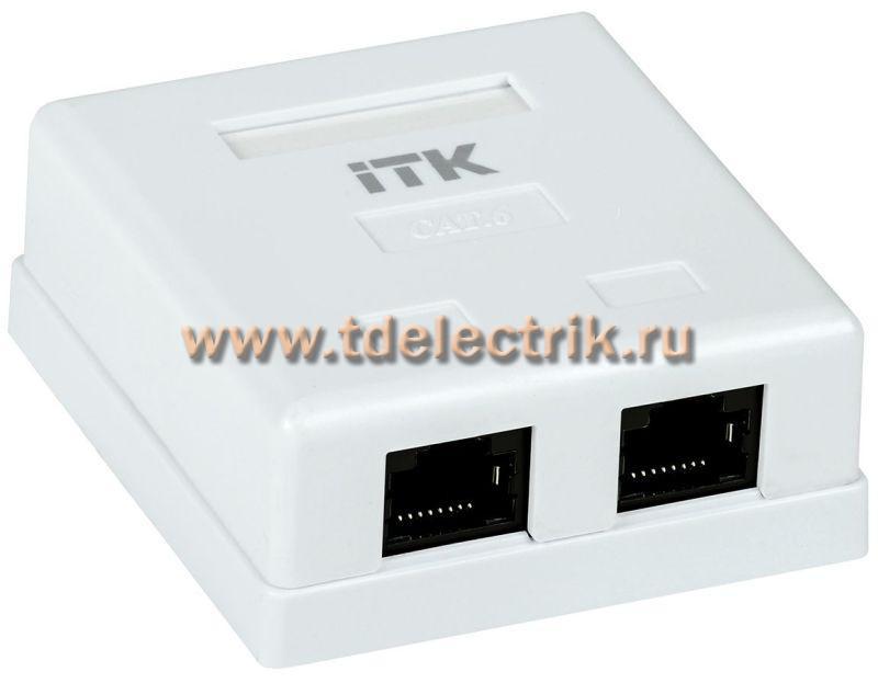 Фотография №1, Настенная информационная розетка RJ-45, кат.6, 2-порта