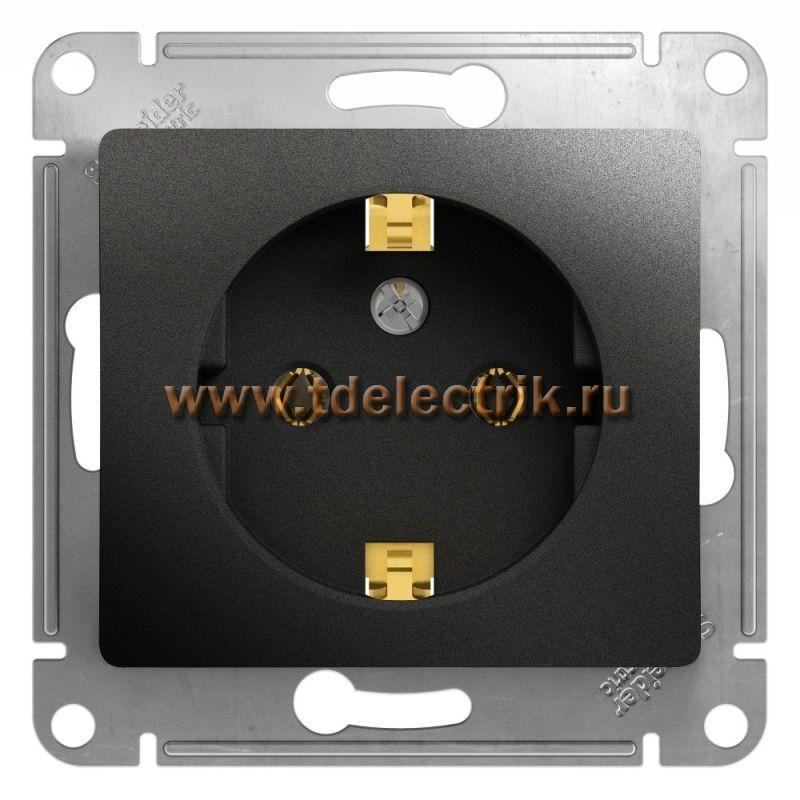 Фотография №1, GLOSSA РОЗЕТКА с заземлением 16А механизм АНТРАЦИТ