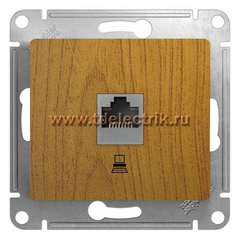 Фотография №1, GLOSSA РОЗЕТКА компьютерная RJ45 кат.5E механизм ДЕРЕВО ДУБ