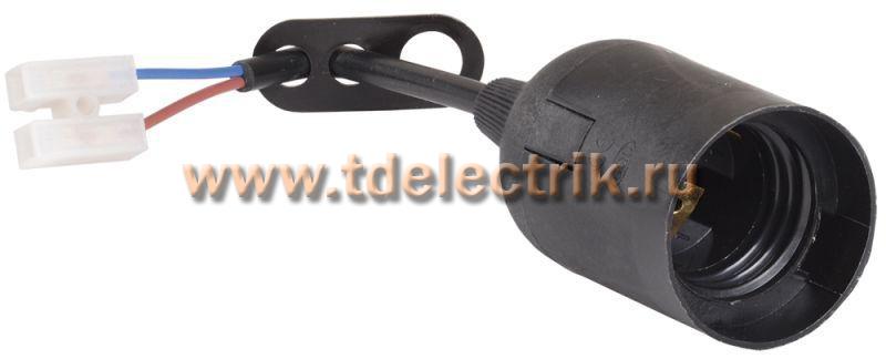 Фотография №1, Ппл27-04-К52 Патрон подвесной с шнуром, пластик, Е27, черный (50 шт), стикер на изделии, IEK