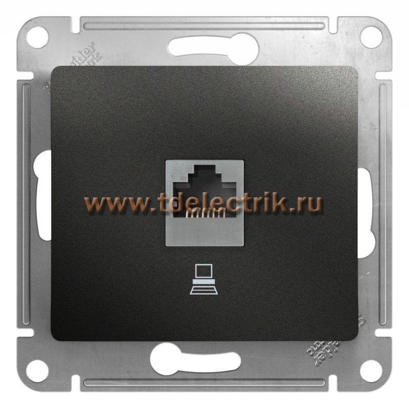 Фотография №1, GLOSSA РОЗЕТКА компьютерная RJ45 кат.5E АНТРАЦИТ