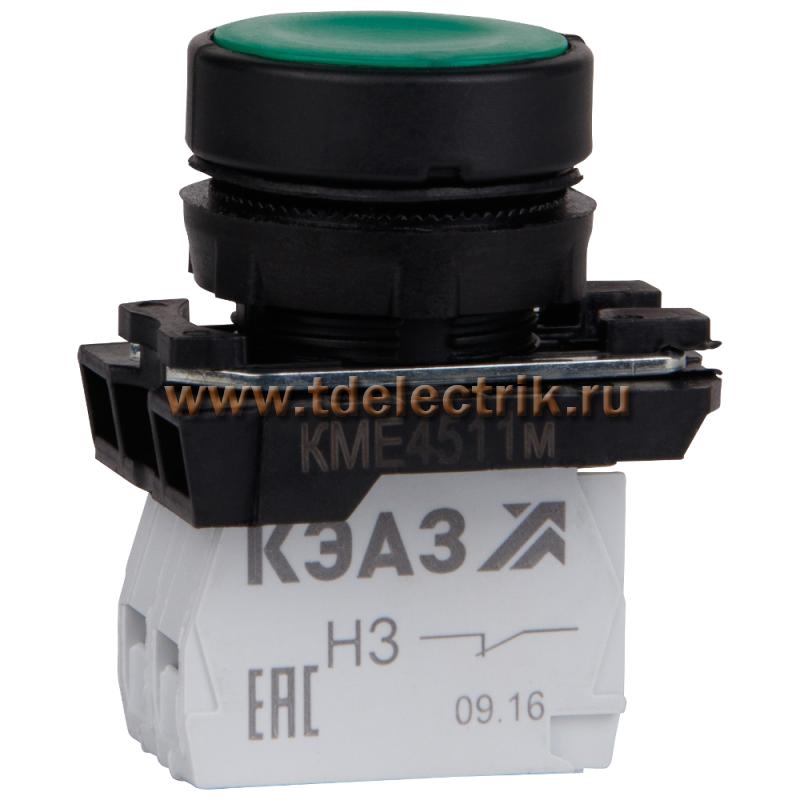 Фотография №1, Кнопка КМЕ4511м-зеленый-1но+1нз-цилиндр-IP54