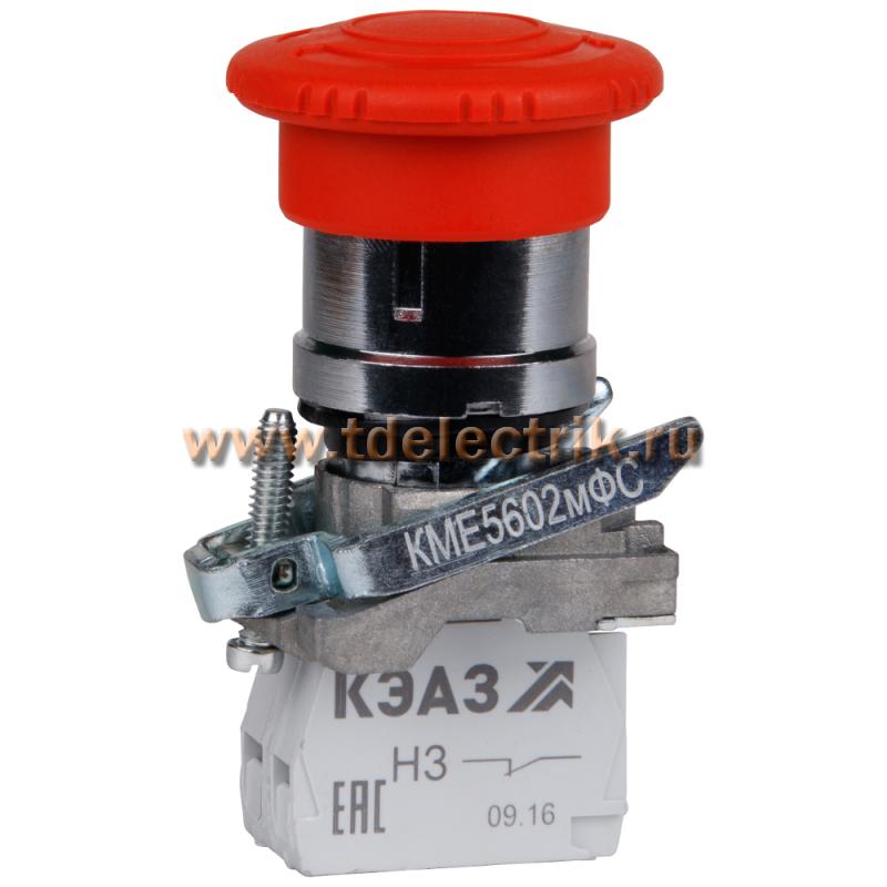 Фотография №1, Кнопка КМЕ 5602мФС-красный-0но+2нз-гриб-фикс-IP65