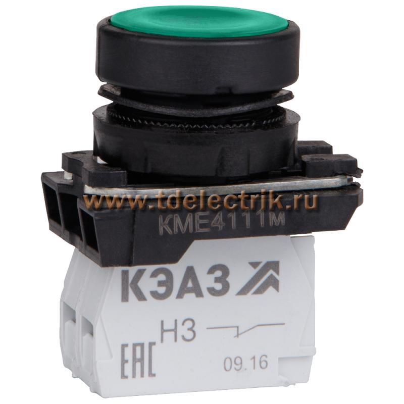 Фотография №1, Кнопка КМЕ4111м-зелёный-1но+1нз-цилиндр-IP40