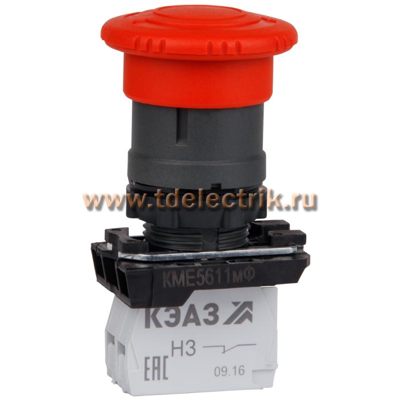 Фотография №1, Кнопка КМЕ5611мФ-красный-1но+1нз-гриб-IP65