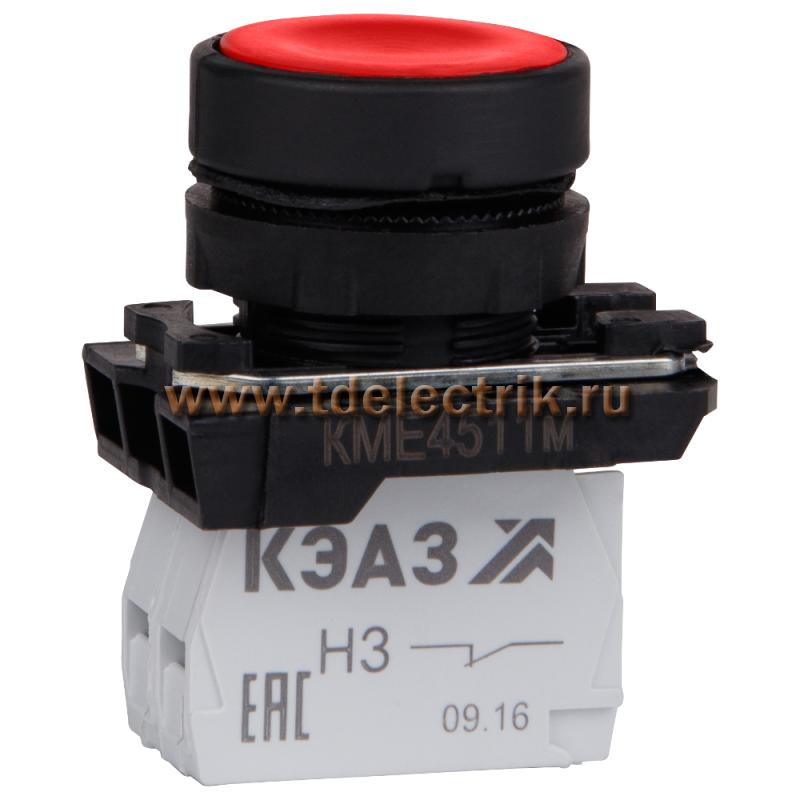Фотография №1, Кнопка КМЕ4511м-красный-1но+1нз-цилиндр-IP54