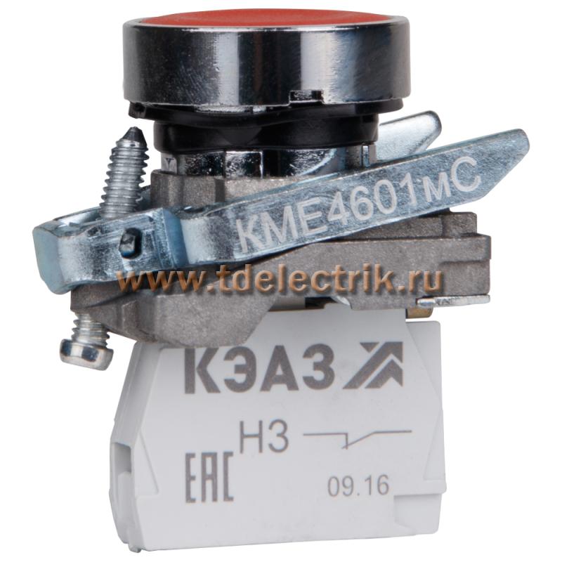Фотография №1, Кнопка КМЕ4601мС-красный-0но+1нз-цилиндр-IP65