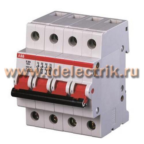 Фотография №1, Рубильник 4пол. E204r 100A рычаг крас.