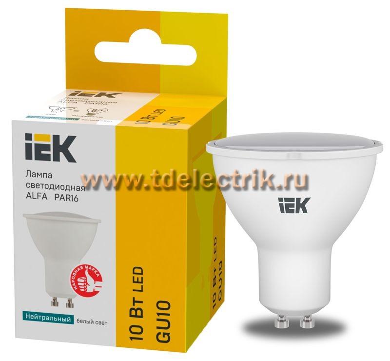Фотография №1, Лампа LED ALFA PAR16 софит 10Вт 230В 4000К GU10 (6шт)IEK