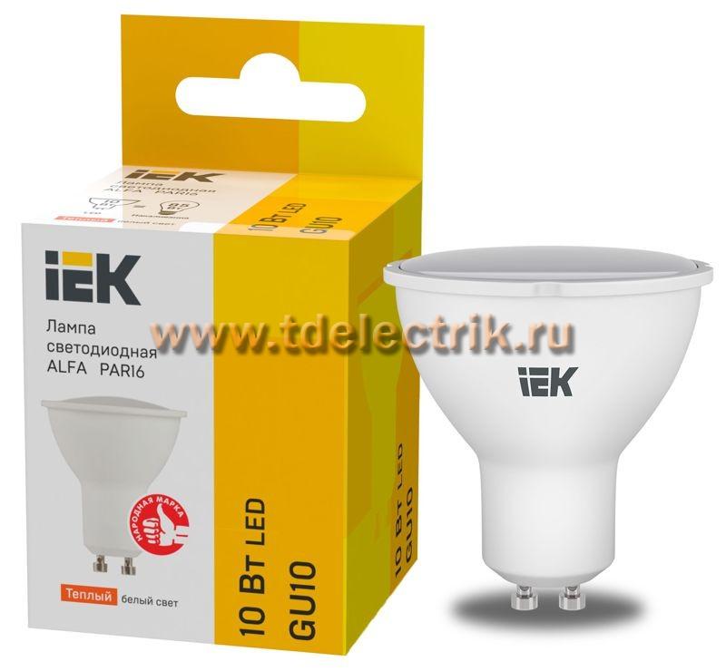 Фотография №1, Лампа LED ALFA PAR16 софит 10Вт 230В 3000К GU10 (6шт)IEK