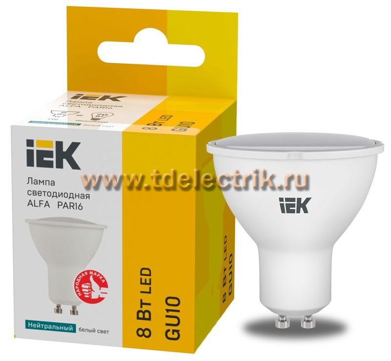 Фотография №1, Лампа LED ALFA PAR16 софит 8Вт 230В 4000К GU10 (6шт)IEK