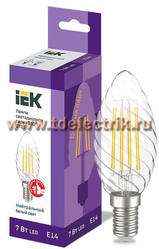 Фотография №1, Лампа LED CT35 свеча вит. 7Вт 230В 4000К E14 серия 360° IEK