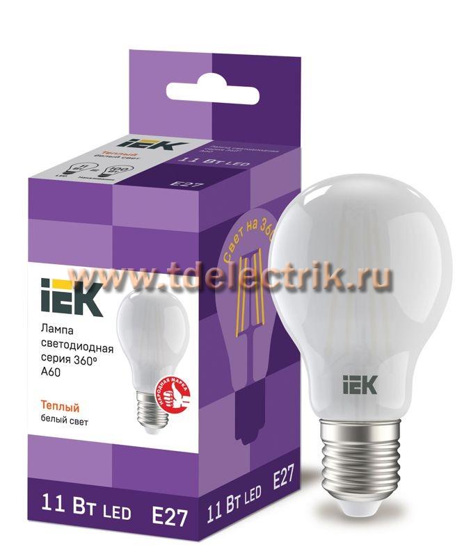 Фотография №1, Лампа LED A60 груша мат. 11Вт 230В 3000К E27 серия 360° IEK