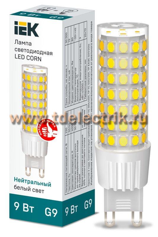 Фотография №1, Лампа LED CORN капсула 9Вт 230В 4000К керамика G9 IEK
