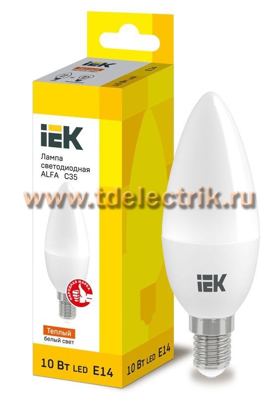 Фотография №1, Лампа LED ALFA C35 свеча 10Вт 230В 3000К E14 IEK