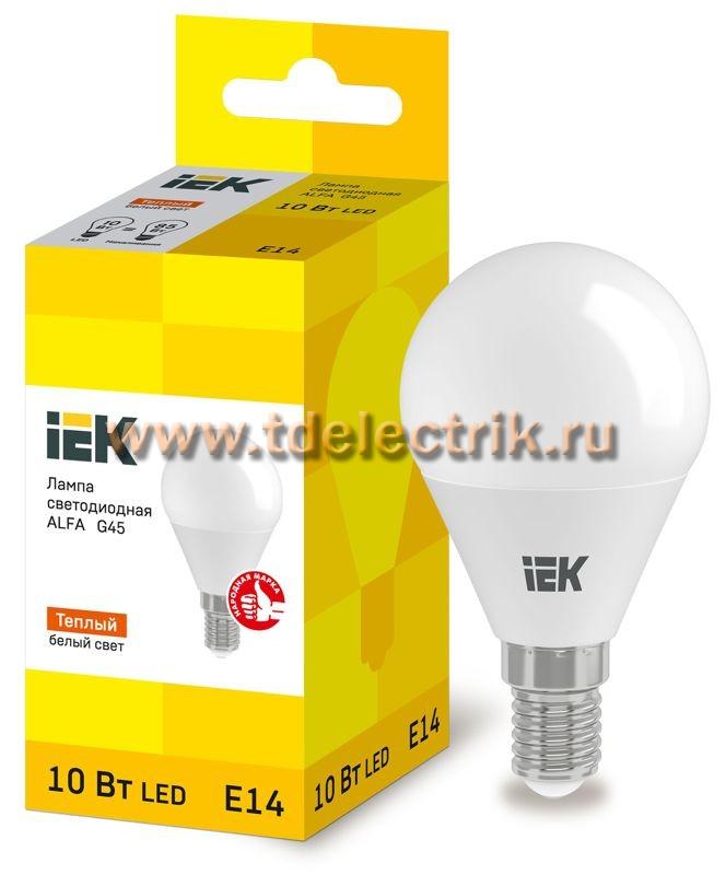 Фотография №1, Лампа LED ALFA G45 шар 10Вт 230В 3000К E14 IEK