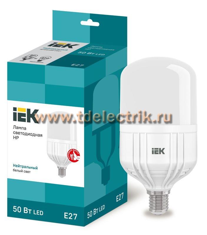 Фотография №1, Лампа LED HP 50Вт 230В 4000К E27 IEK