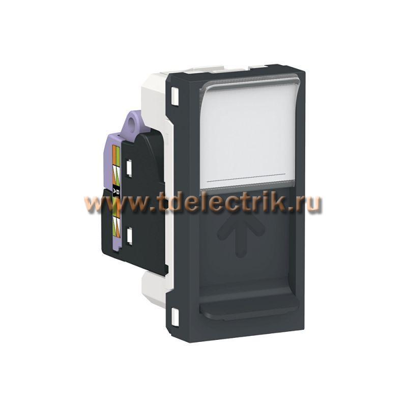 Фотография №1, UNICA MODULAR розетка компьютерная, RJ45,одиночная, кат. 6 UTP,1 модуль,антрацит