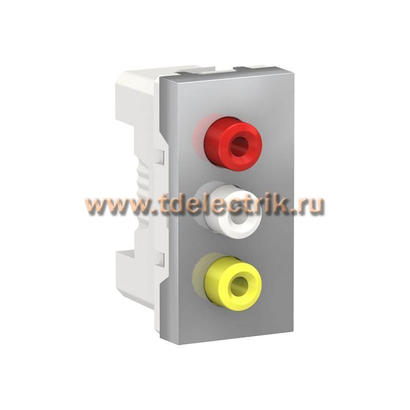 Фотография №1, UNICA MODULAR розетка 3 RCA, 2 модуля, алюминий