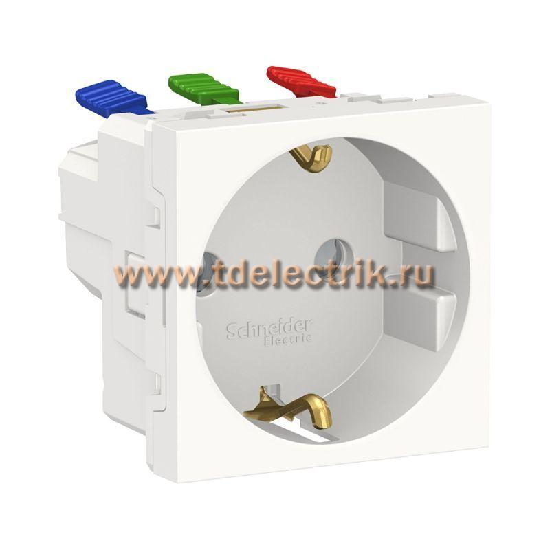 Фотография №1, UNICA MODULAR розетка с зазем., со штор., с быстроз. клем., 16А 250В, 2мод белый