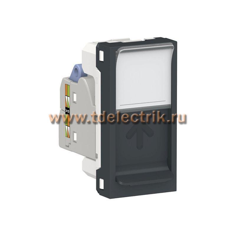 Фотография №1, UNICA MODULAR розетка компьютерная, RJ45,одиночная, кат. 6 STP,1 модуль,антрацит