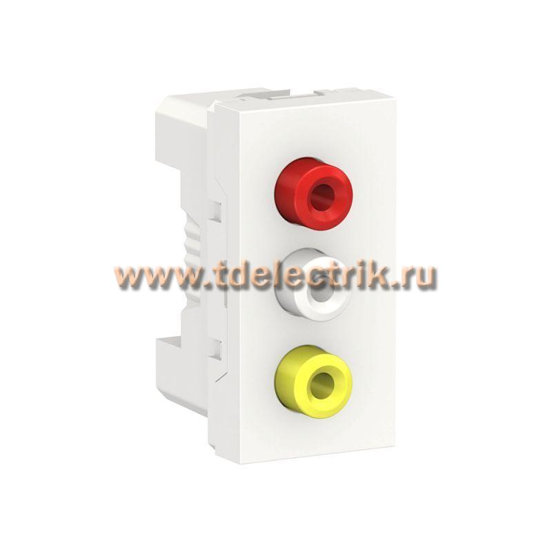 Фотография №1, UNICA MODULAR розетка 3 RCA, 2 модуля, белый