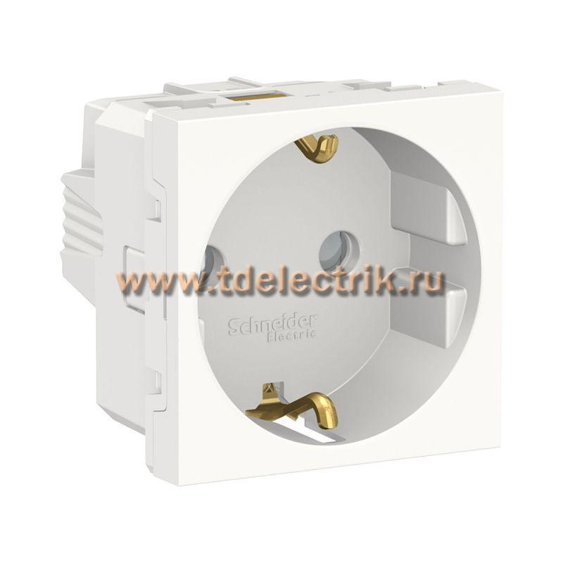 Фотография №1, UNICA MODULAR розетка с заземл., со шторк., винт. зажим, 16А, 250В, 2 мод белый