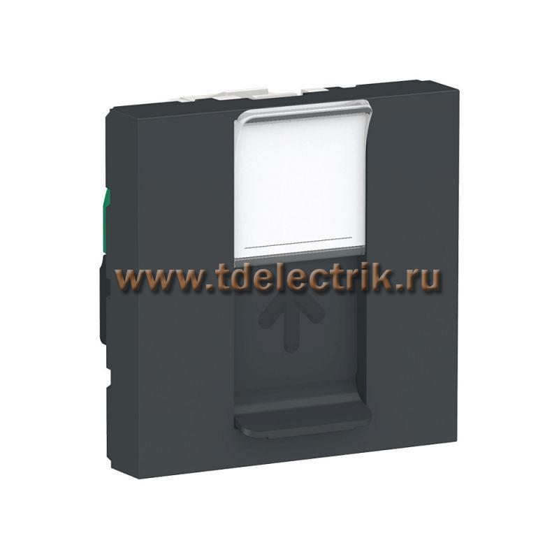 Фотография №1, UNICA MODULAR розетка компьютерная,RJ45,одиночная, кат.5е UTP,2 модуля, антрацит