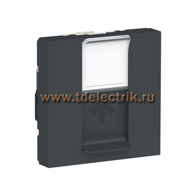 Фотография №1, UNICA MODULAR розетка компьютерная,RJ45,одиночная, кат.6 UTP,2 модуля,антрацит