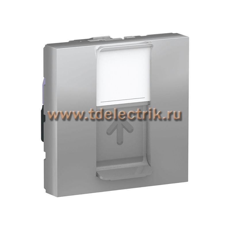 Фотография №1, UNICA MODULAR розетка компьютерная,RJ45,одиночная, кат.6 UTP,2 модуля,алюминий