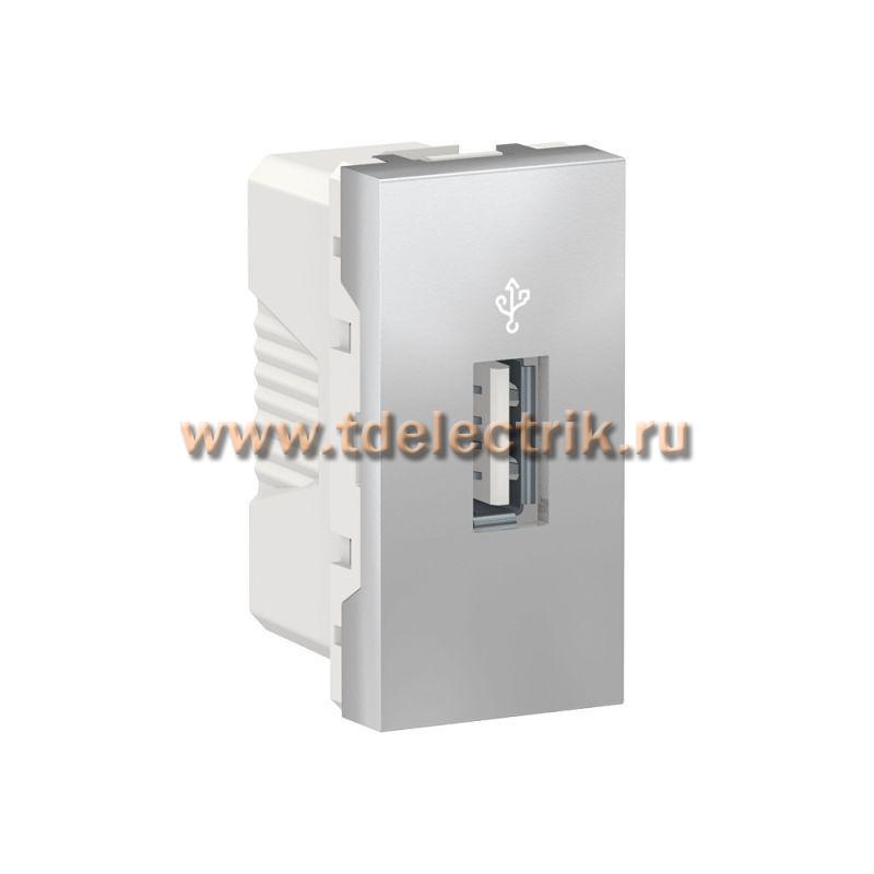Фотография №1, UNICA MODULAR USB-КОННЕКТОР, 1 модуль, алюминий