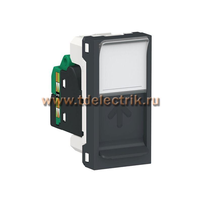 Фотография №1, UNICA MODULAR розетка компьютерная,RJ45,одиночная, кат. 5е UTP,1 модуль,антрацит