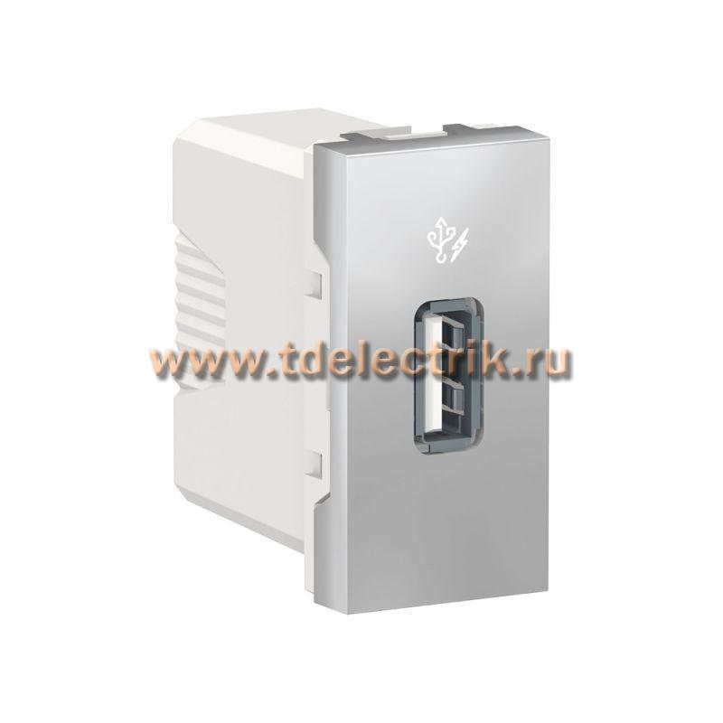 Фотография №1, UNICA MODULAR розетка USB, 5 В / 1000 мА, 1 модуль алюминий