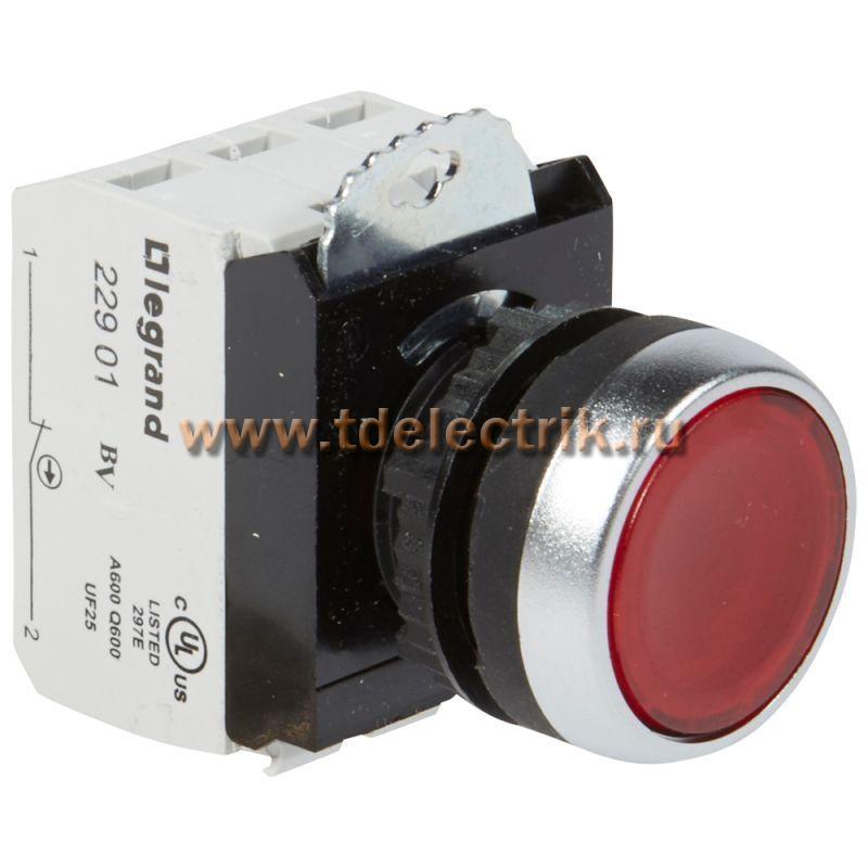 Фотография №1, Выключатель кнопочный Osmoz 1з+1р без фиксации с подсветкой 230В (красный)