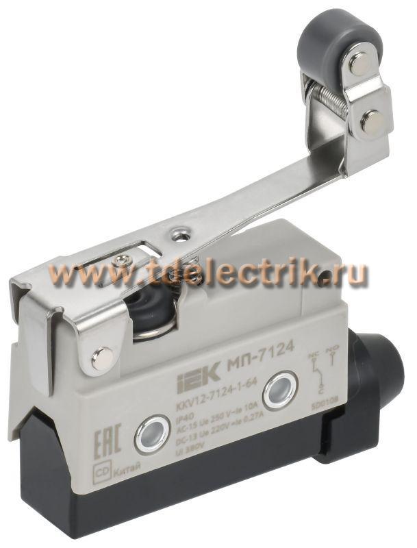Фотография №1, Микропереключатель концевой МП-7124 рычаг с рег. рол. IP40 IEK