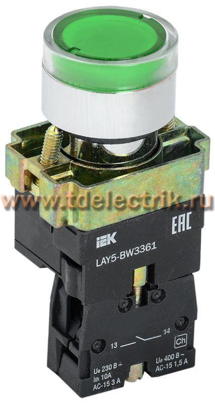 Фотография №1, Кнопка управления LAY5-BW3361 с подсветкой зеленый 1з ИЭК