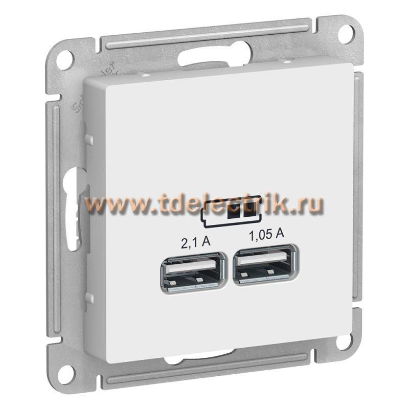 Фотография №1, ATLASDESIGN USB Розетка A+A  5В/2 1 А  2х5В/1 05 А  механизм  белый